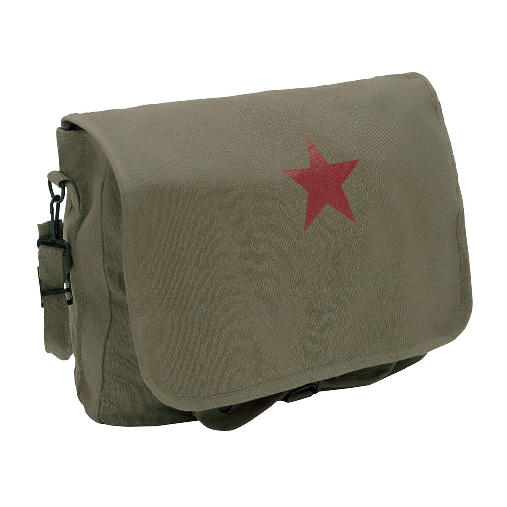 Bolsa bandolera PARATROOPER Red Star verde de lona de algodón resistente, ideal para documentos y libros