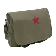 Bolsa bandolera PARATROOPER Red Star verde de lona de algodón resistente, ideal para documentos y libros