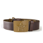 Cinturón ruso marrón de piel sintética con estrella decorativa - 91335206