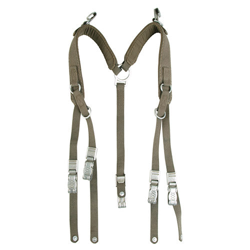 Tirantes para sistema portante BW estilo antiguo, usados; hebillas de aluminio y mosquetones funcionales