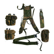 Sistema portador PLCE DPM británico usado con cinturón, funda machete, dos fundas PLCE, funda para cantimplora y tirantes