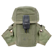 Funda US Army para 3 cargadores M16 verde usada, nylon, clips alice, aprox. 17×11×7 cm