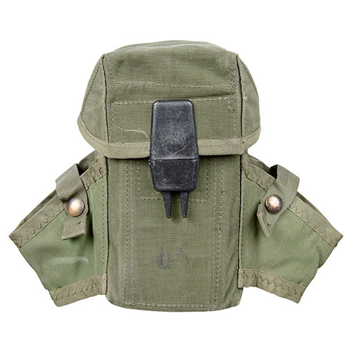 Funda US Army para 3 cargadores M16 verde usada, nylon, clips alice, aprox. 17×11×7 cm