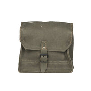 Bolsa musette francesa de lona con accesorios de cuero y correa, 20x16x9 cm