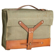 Bolsa suiza para herramientas con fondo de cuero usada, lona militar con base de cuero