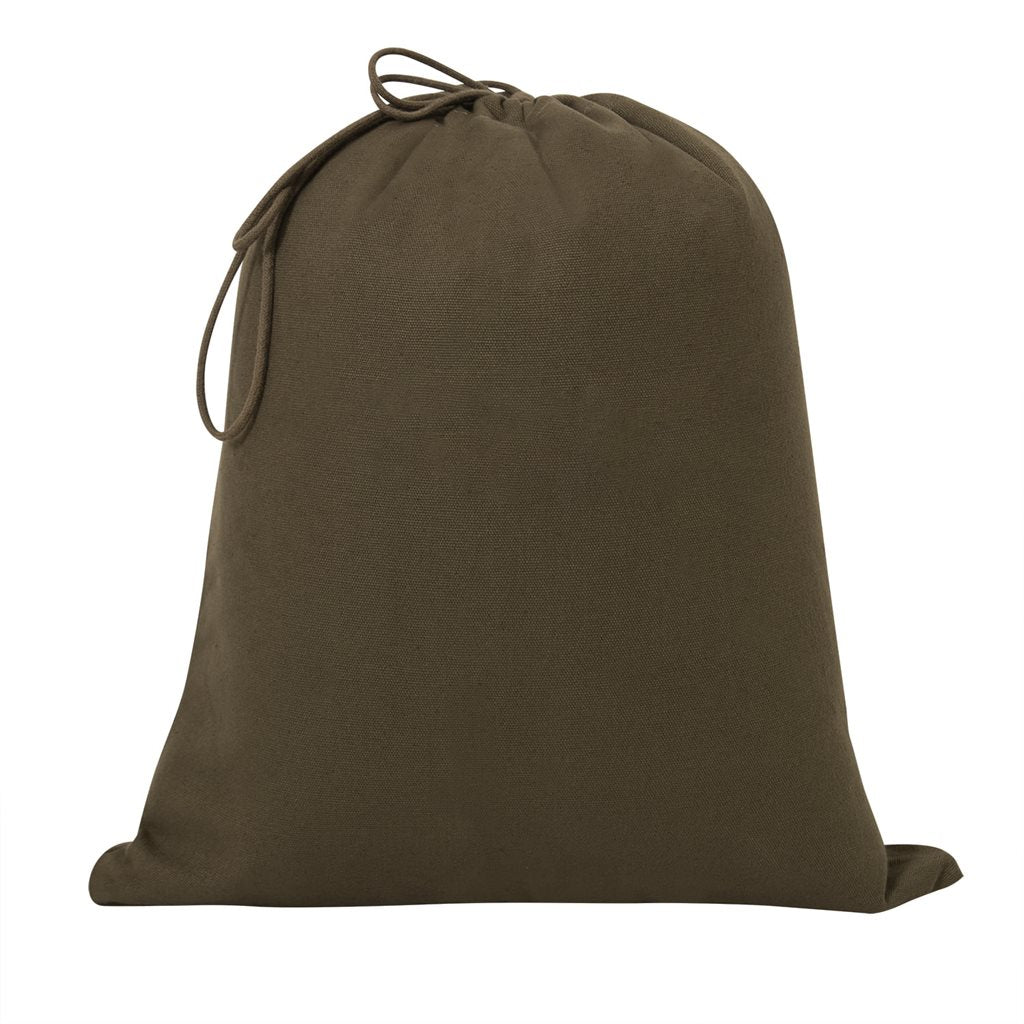 Bolsa de algodón verde U.S. con cordón y estampado en un lado, 40 x 48 cm