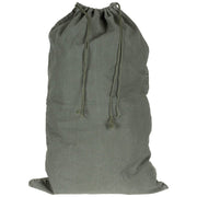Bolsa de lavandería militar Bundesweher verde de algodón usada 75x50 cm, cierre con cordón