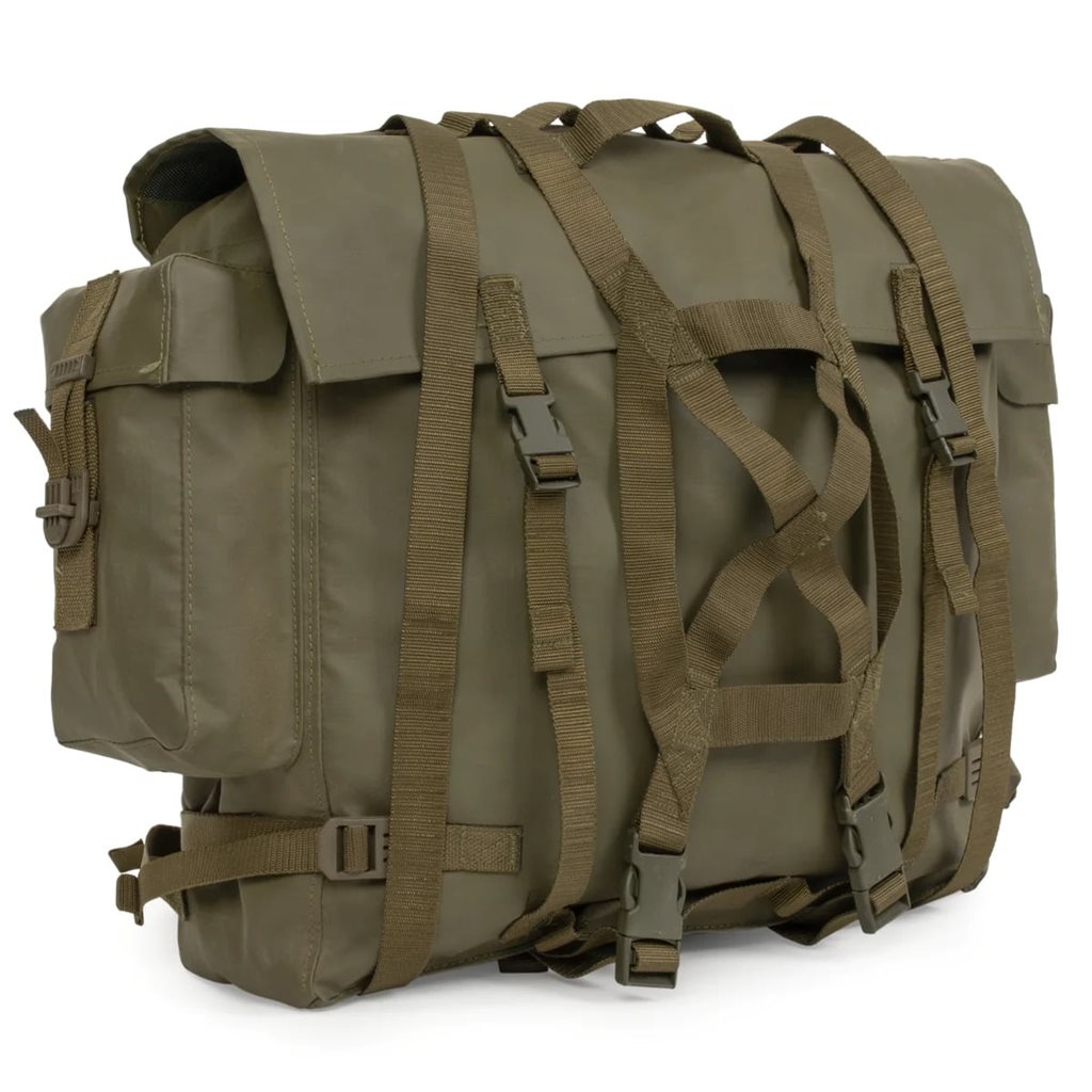 Mochila suiza M90 goma-textil verde, mochila original del ejército suizo