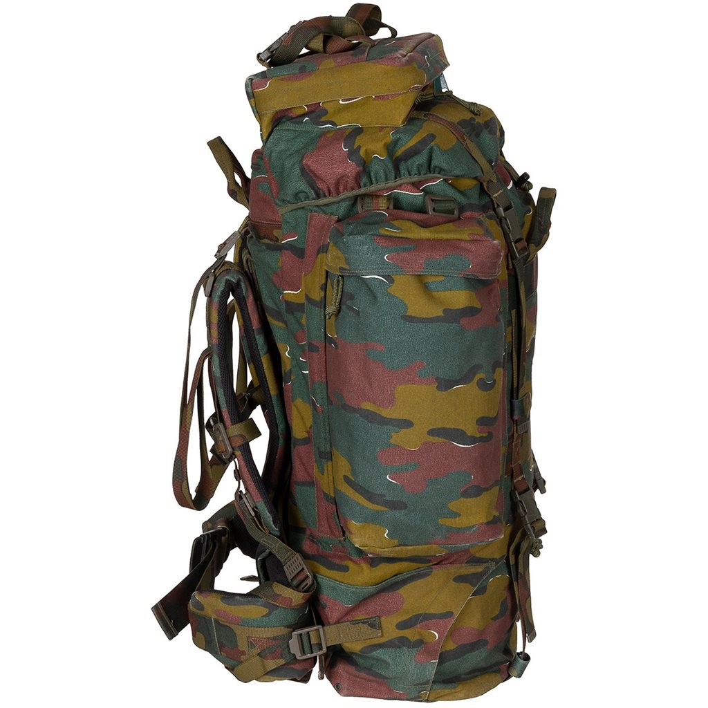 Mochila Bergen PLCE Belgie Jigsaw usada, original del ejército, tapa con cierre FASTEX y gran capacidad