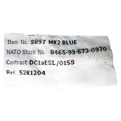Mochila RAF británica mediana azul usada con tirantes ajustables y respaldo acolchado