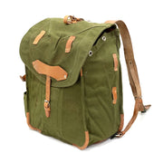 Mochila de lona rumana usada con correas de cuero, original del ejército (ID 91406620)