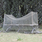 Mosquitera británica 215×90×140 cm para cama, usada, con 4 varillas y funda