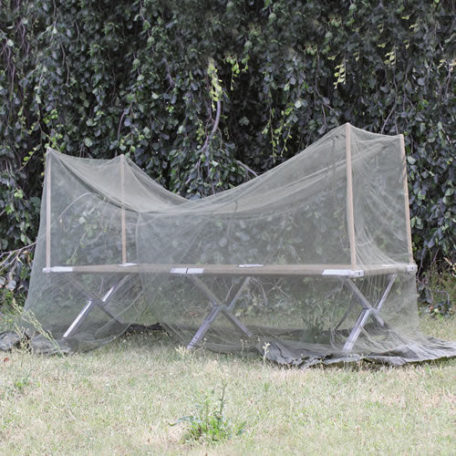 Mosquitera británica 215×90×140 cm para cama, usada, con 4 varillas y funda