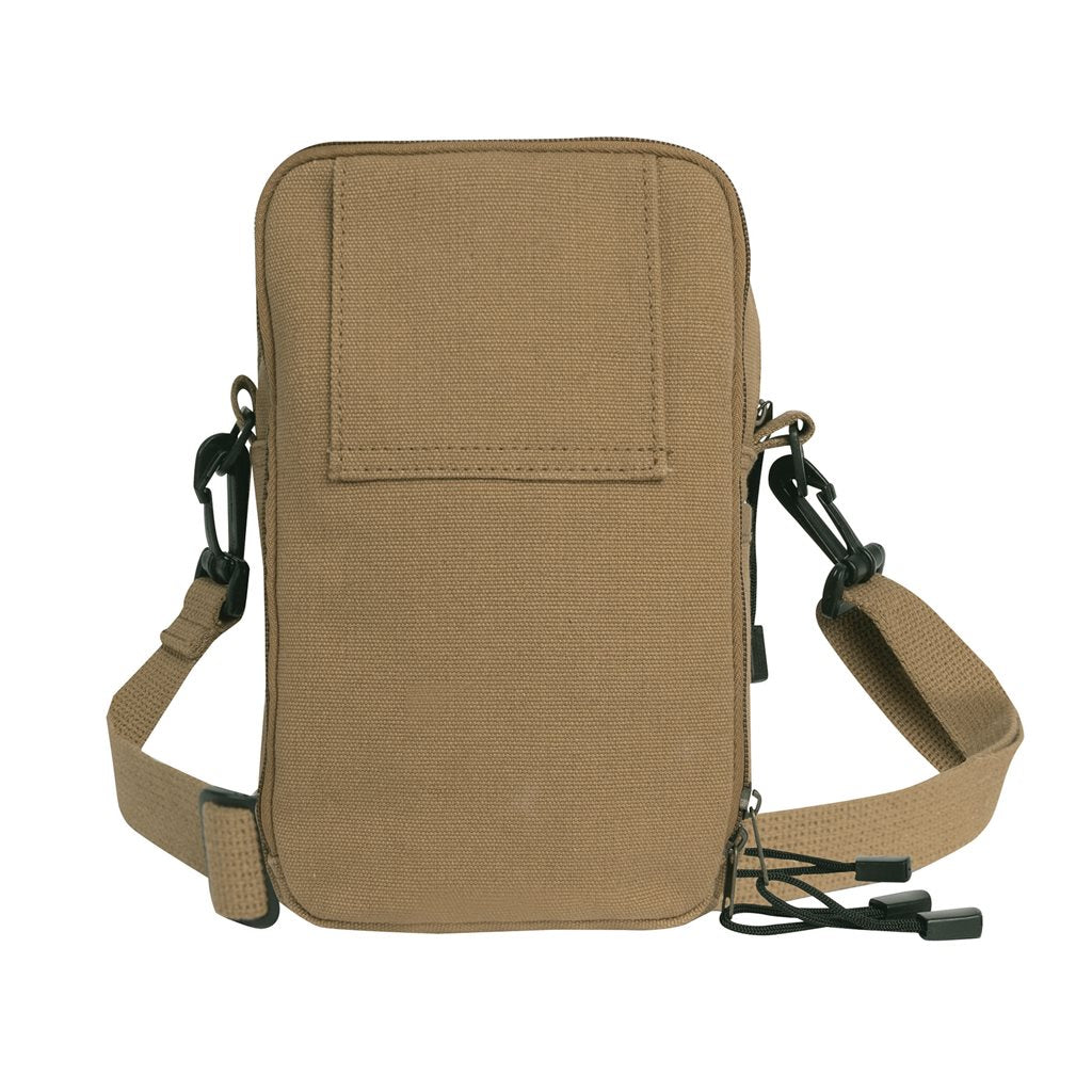 Bolsa bandolera verde para documentos de algodón 23 x 17 x 10 cm
