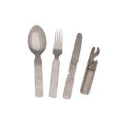 Juego de cubiertos NVA de 4 piezas usado (cuchillo, cuchara, tenedor y abrebotellas)