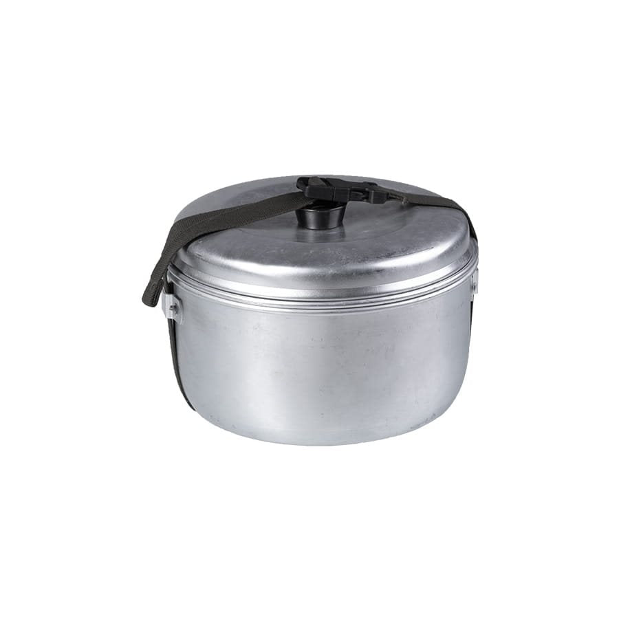 Juego de cocina aluminio ALU KSK Trangia usado con olla, tetera, plato y accesorios