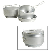Eshus ACR de 3 piezas en aluminio: dos cazuelas con asas y tapa, nuevo sin usar, almacenado con defectos superficiales