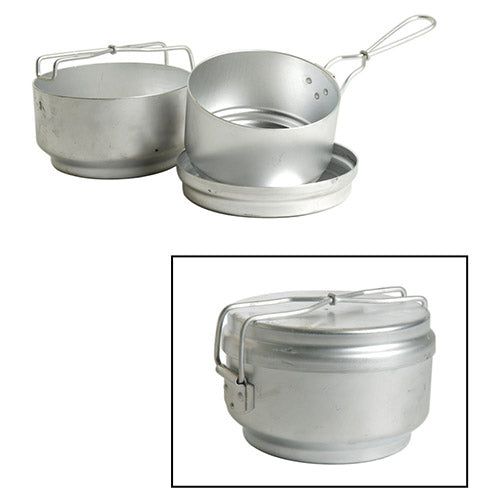 Eshus ACR de 3 piezas en aluminio: dos cazuelas con asas y tapa, nuevo sin usar, almacenado con defectos superficiales
