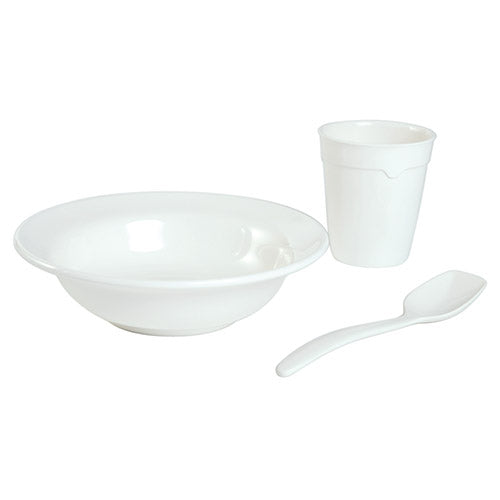 Set de vajilla MEPAL blanco: plato, taza y cuchara de melamina