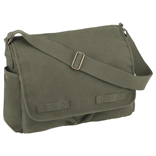 Bolso bandolera VINTAGE gris 38 x 28 x 15 cm en lona de algodón