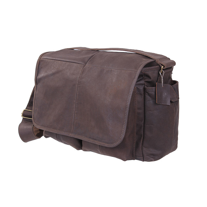 Bolso bandolera messenger de piel Rothco, espacioso con forro de lona