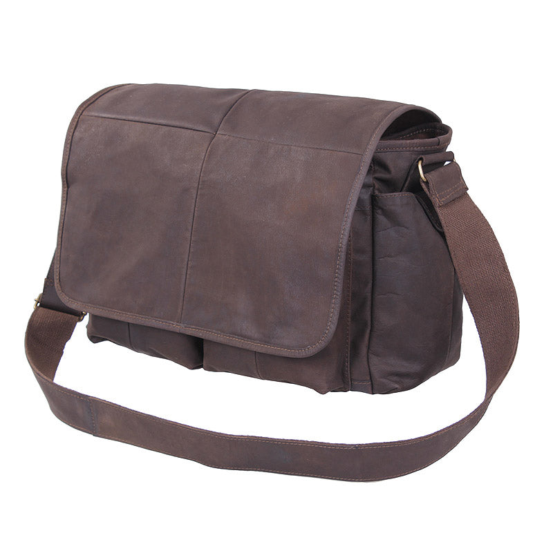 Bolso bandolera messenger de piel Rothco, espacioso con forro de lona