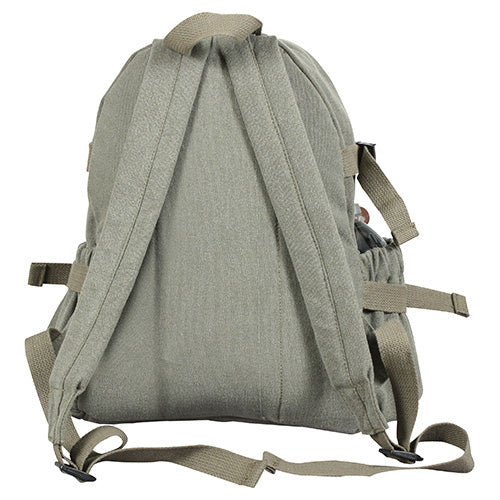 Mochila vintage compact verde en lona de algodón con aspecto lavado
