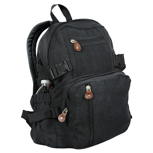 Mochila vintage compact verde en lona de algodón con aspecto lavado