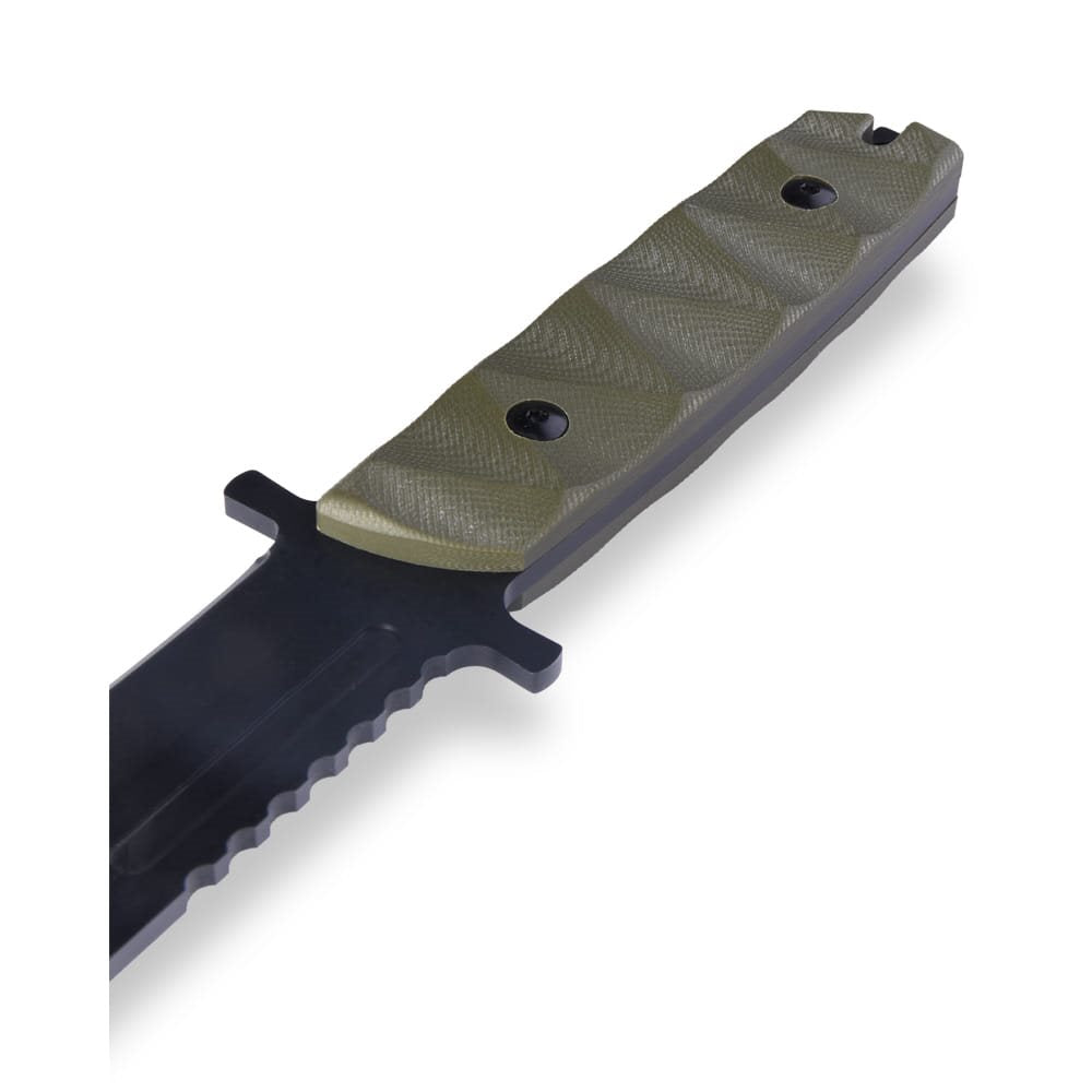 Cuchillo de hoja fija vz.95, hoja negra de acero inoxidable 420 y empuñadura texturizada CNC