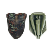 Pala plegable BW Flecktarn usada con funda - militar, acero y dural