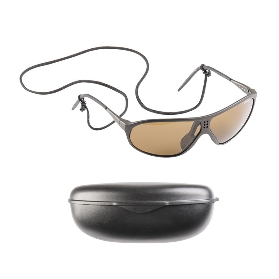 Gafas de sol SUVASOL con estuche plástico de transporte, ligeramente usadas o nuevas del ejército suizo