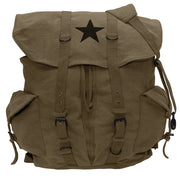 Mochila Vintage Weekend Star verde de lona de algodón resistente