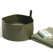 Lavabo plegable de PVC verde procedente de excedentes del ejército holandés