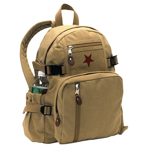 Mochila vintage compact verde en lona de algodón con aspecto lavado