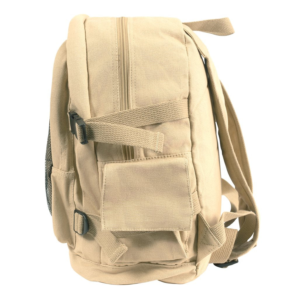 Mochila Deluxe Vintage Star Khaki de algodón con estampado de estrella roja, 38x36x23 cm