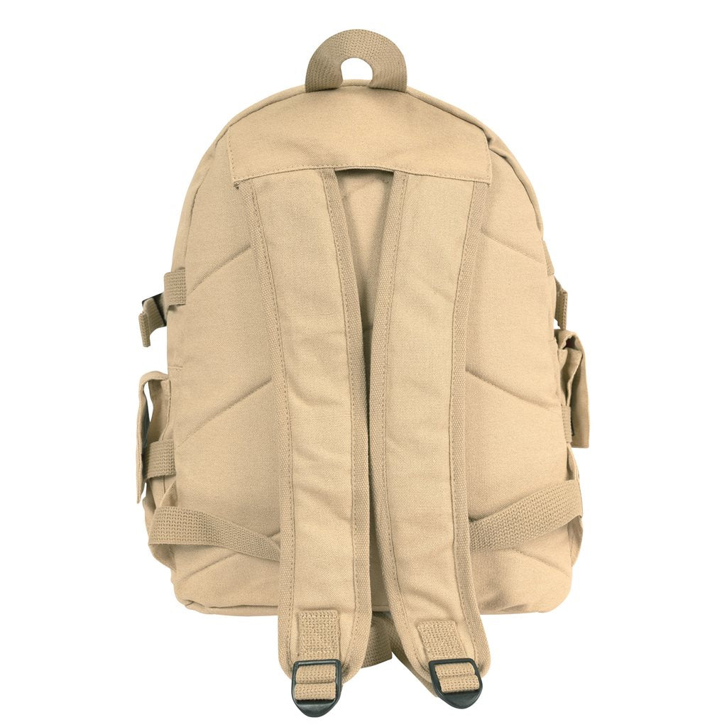 Mochila Deluxe Vintage Star Khaki de algodón con estampado de estrella roja, 38x36x23 cm