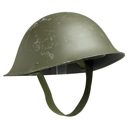Casco británico MK4 verde usado, original, vista frontal