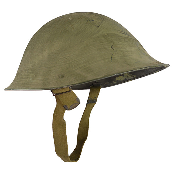 Casco británico MK4 verde usado, original, vista frontal