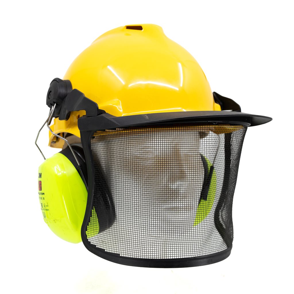 Casco PELTOR OPTIME III con visera y auriculares, ligeramente usado