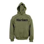 Sudadera militar verde con capucha y estampado 'Marines' en el pecho; Rothco con licencia oficial US Marine Corps