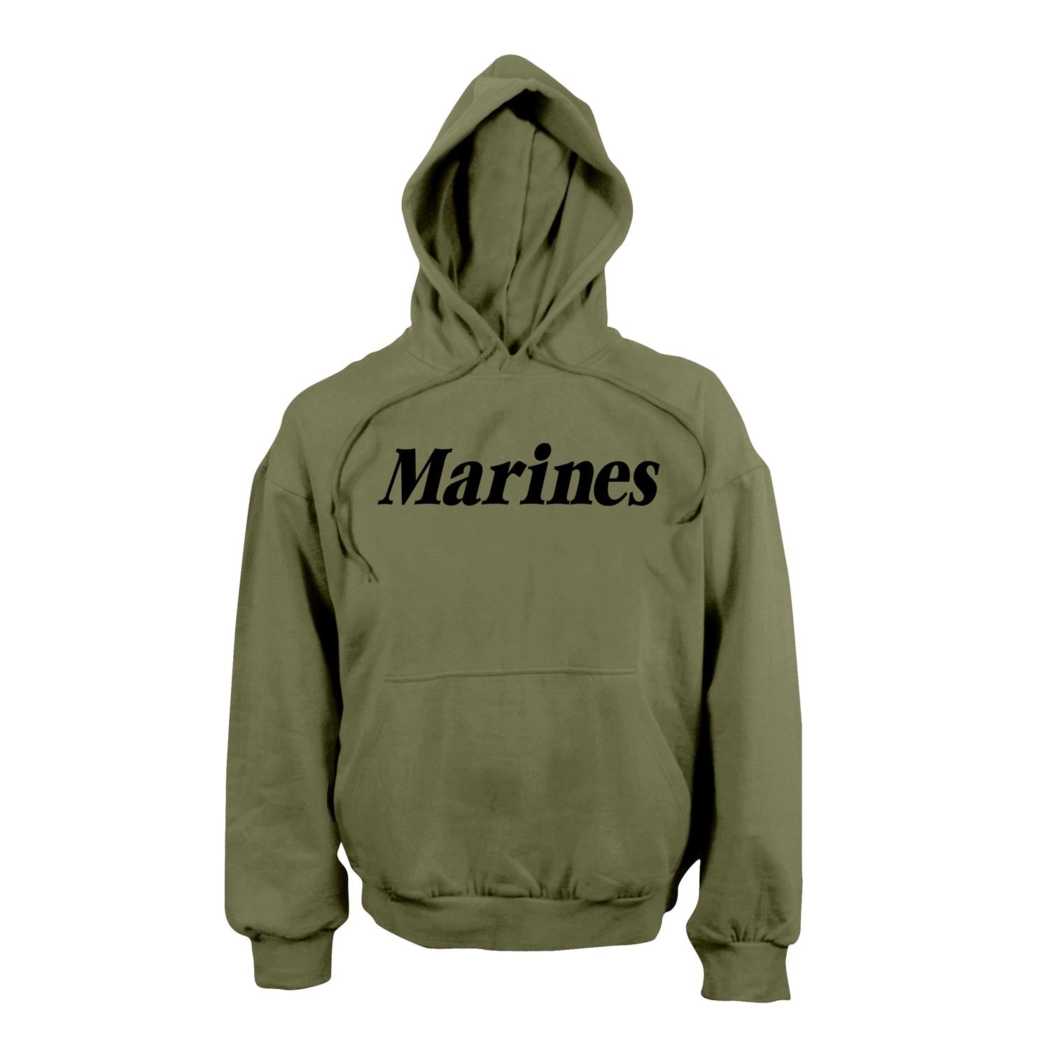 Sudadera militar verde con capucha y estampado 'Marines' en el pecho; Rothco con licencia oficial US Marine Corps