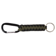 Llavero Paracord con mosquetón verde y negro, 9 cm, cuerda desplegable 1,4 m