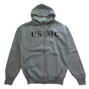 Sudadera gris USMC con capucha y cremallera