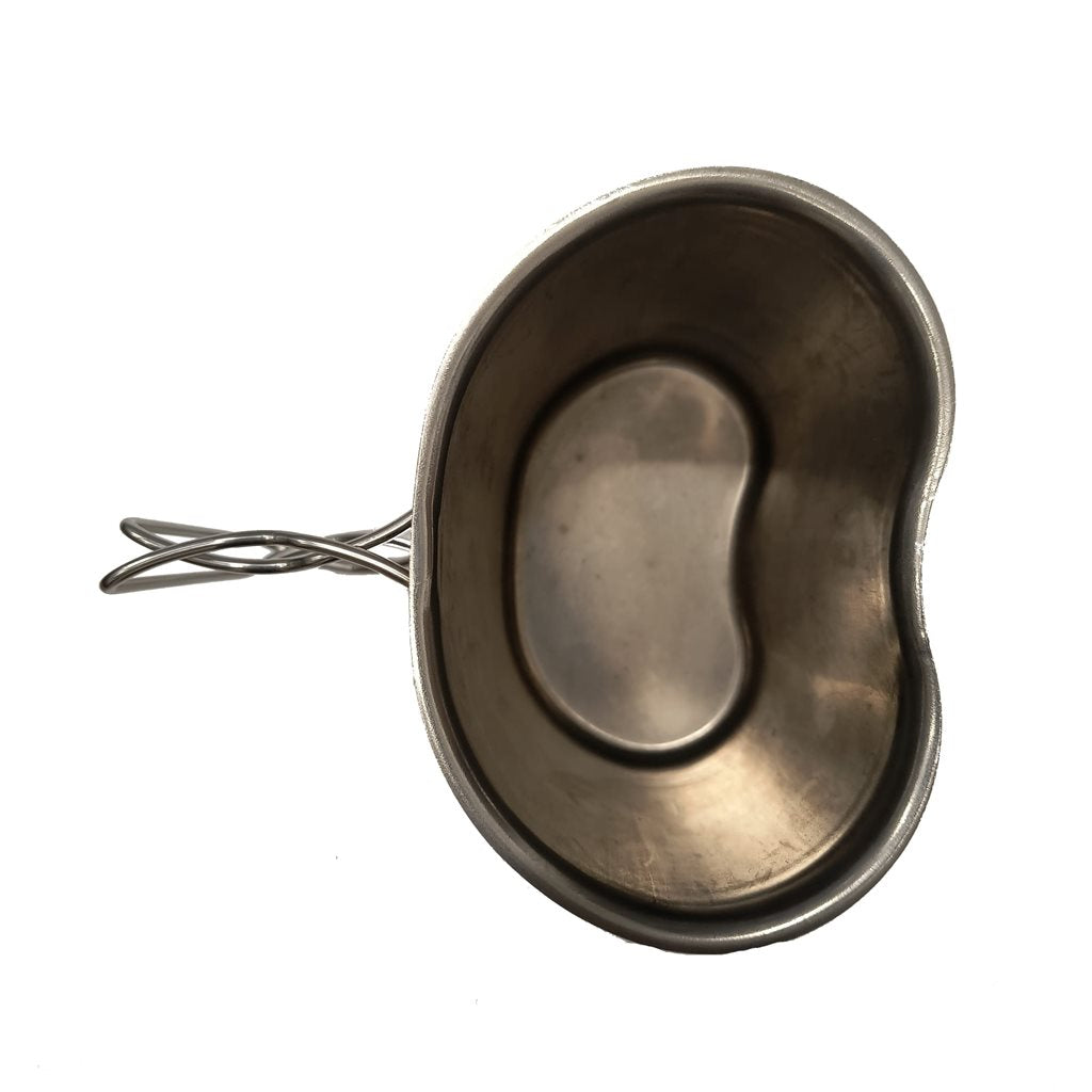 Taza con asa plegable estilo US italiano de acero inoxidable, casi nueva (ID 918890)