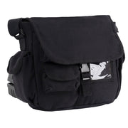 Bolsa bandolera URBAN EXPLORER negra en lona de algodón con múltiples bolsillos, 31 x 25 x 11 cm