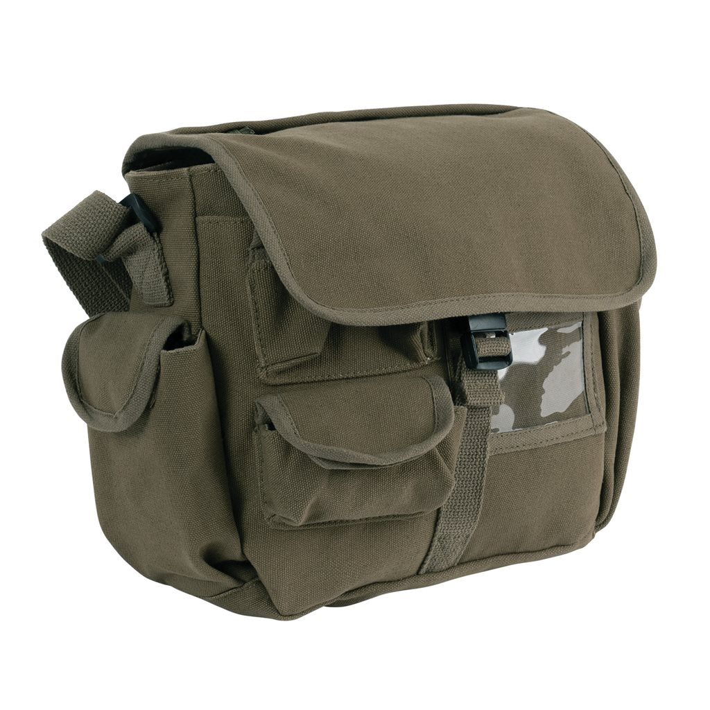 Bolsa bandolera URBAN EXPLORER negra de lona de algodón con 12 bolsillos (31 x 25 x 11 cm)