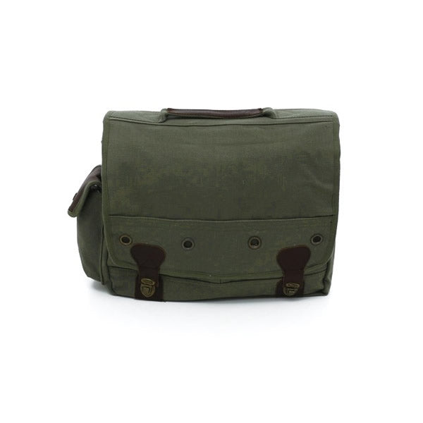 Bolso bandolera Vintage Trailblazer Rothco verde en algodón con detalles en cuero 38 x 28 x 13 cm