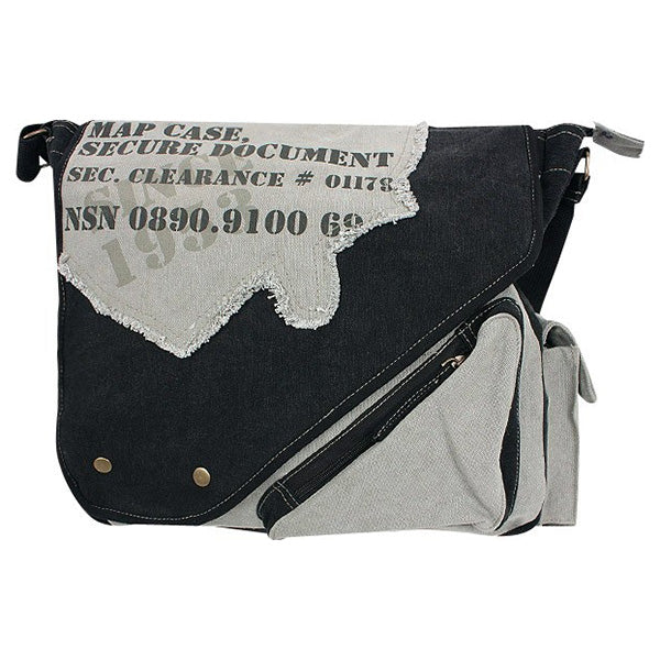 Bolsa vintage negra para documentos 38x36x10 cm con correa ajustable de 5 cm