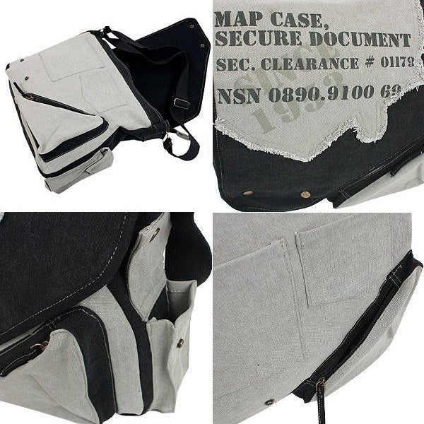 Bolsa vintage negra para documentos 38x36x10 cm con correa ajustable de 5 cm