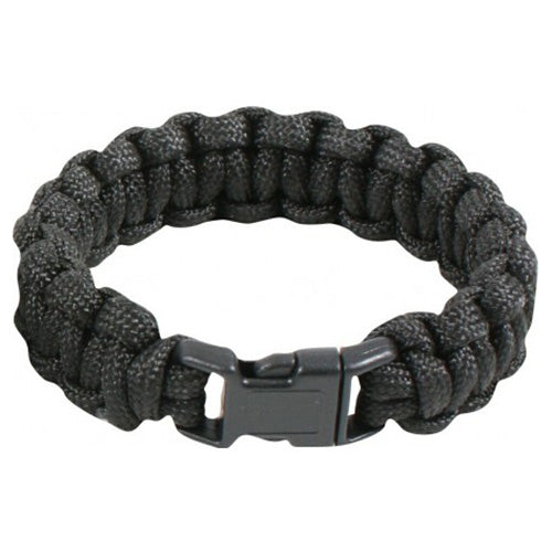 Pulsera Survival Paracord negra ROTHCO con 3 m de cuerda y cierre fastex